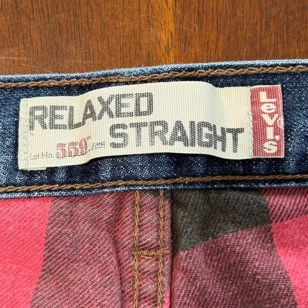 Levis 559 Mens Relaxed Straight Leg Flannel Lined Jeans Size 36 Measures 34x30 - Picture 6 of 11
